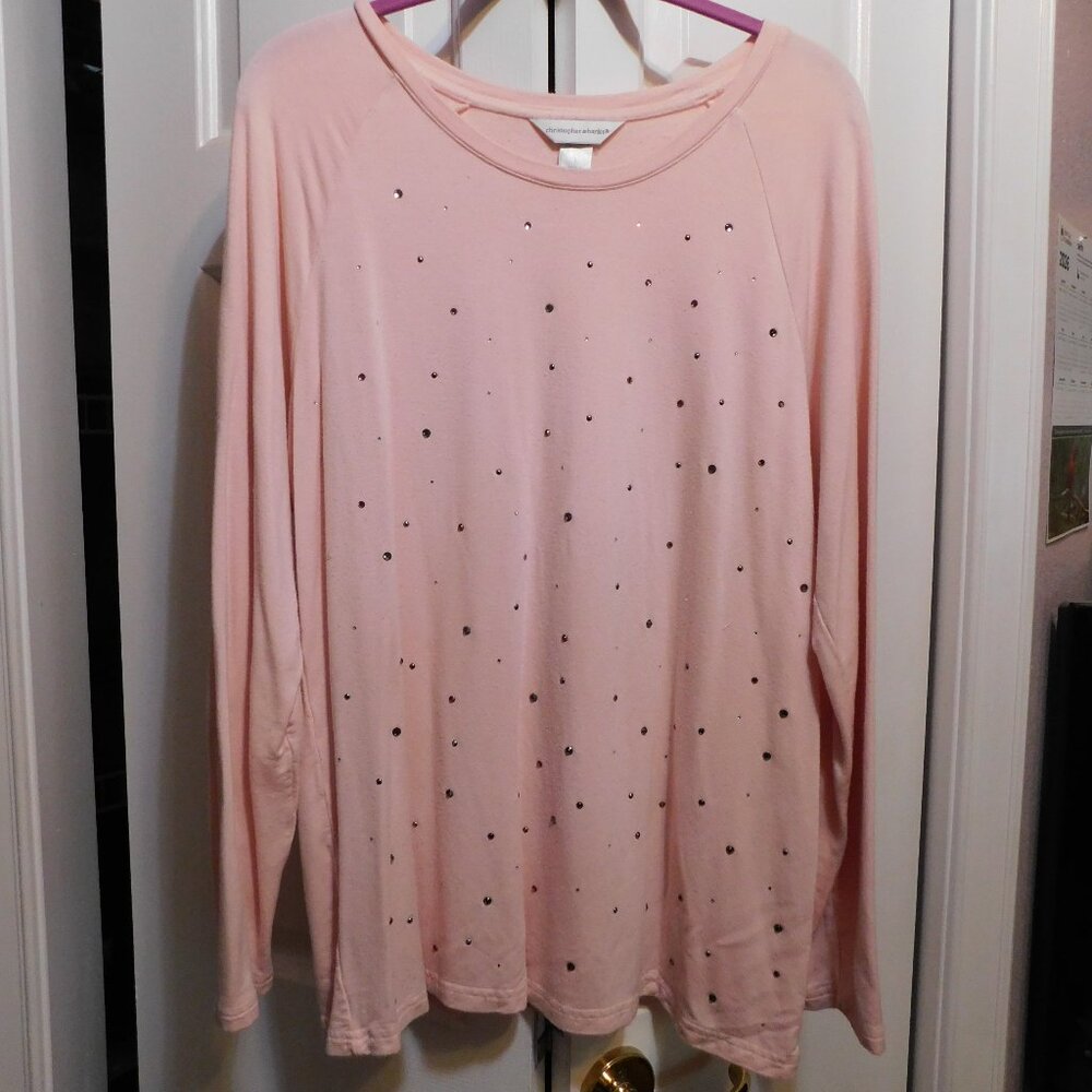 Christopher & Banks Pink Crystal LS Tunic Sz L
